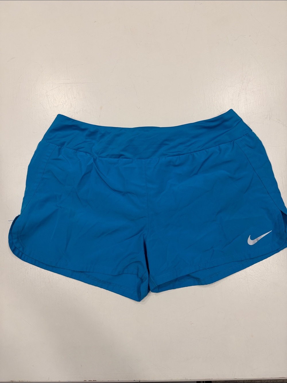 Nike Women’s Bright Blue Athletic Running Shorts with Reflective Swoosh Lined